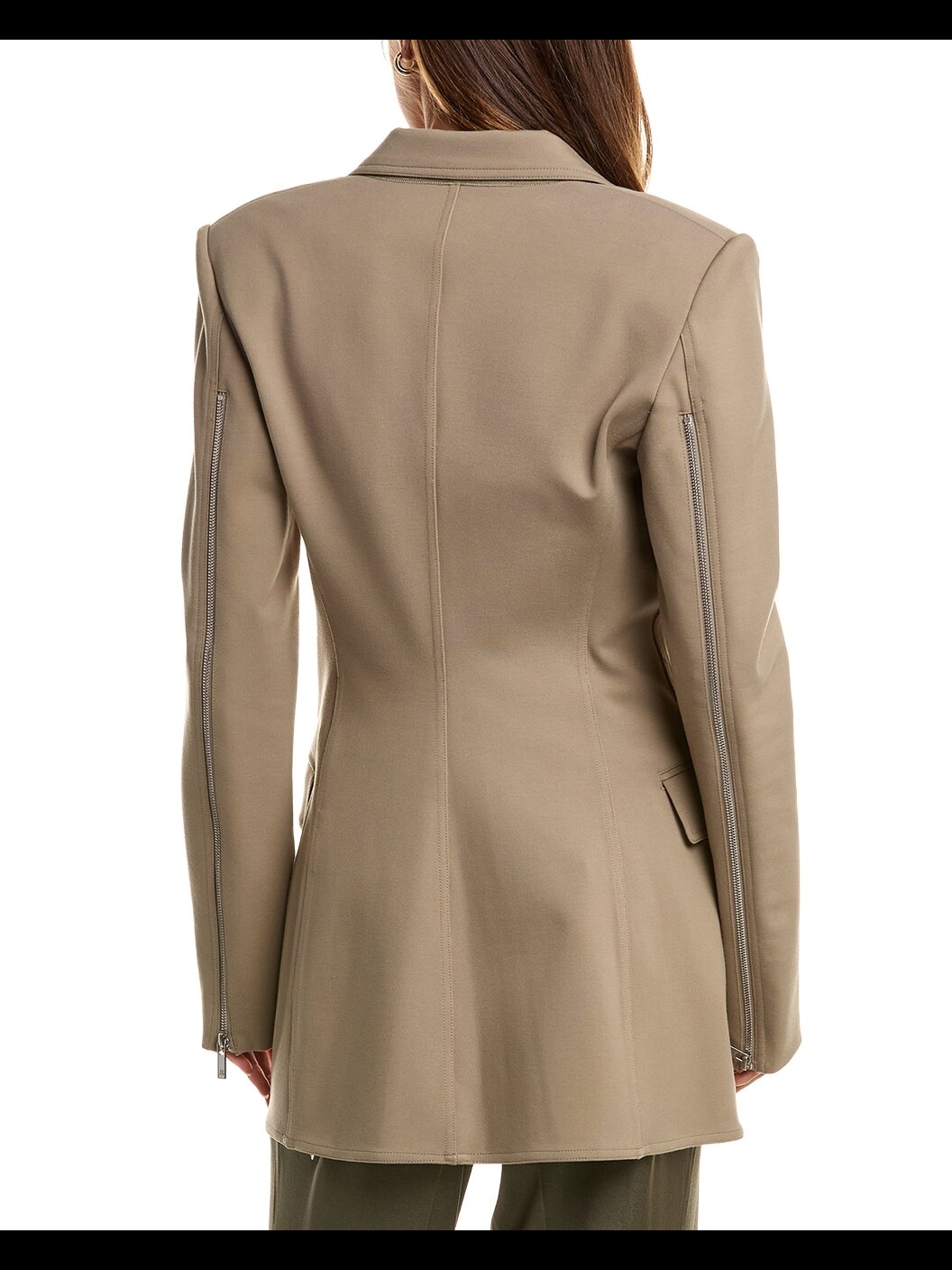 Helmut Lang Waisted Blazer Taupe Zip Sleeve